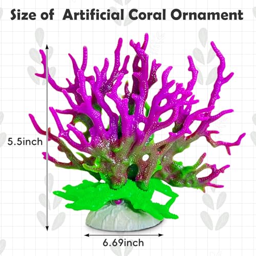 kathson Artificial Coral Ornament Resin Coral Decor for Fish Tank Underwater Sea Plants Decorations Aquarium Landscape (Purplish Green) - size: 2PCS,Purplish Green