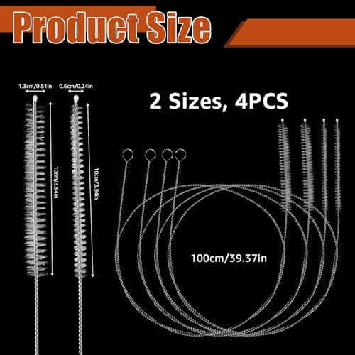 4PCS Tube Cleaner Brush 39 Inches Extra Long Straw Cleaner Brush with Soft Nylon Bristle for Cleaning Straw, Kegerator, Feeding Tube, Line, and Pump - color: 4pcs-white