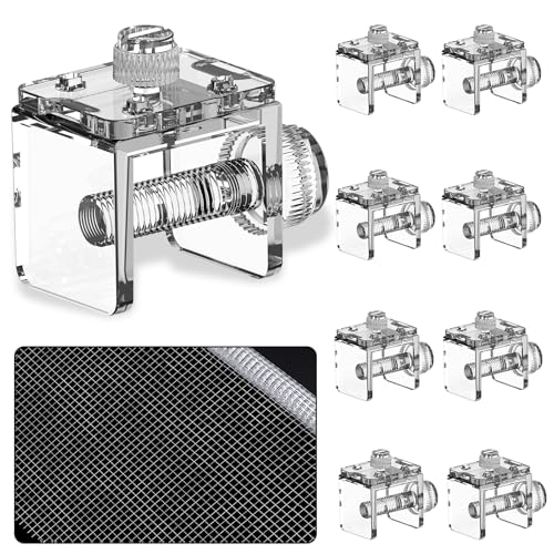 DIY Aquarium Hood 8pcs Aquarium Fish Tank Hood Screen Cover net Clip Holder and 2.15 Feet X 1.73 Feet Aquarium lid top net Kits Suitable for Rimless and rimed Tank