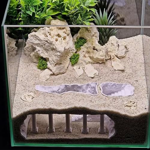 LIYAOLI Aquarium Ornaments Cave Tunnel with Viewing Ports | Fish Tank Decoration Hideout for Pleco, Shrimp & Corydoras | Substrate-Friendly Design & Sinking Base (S - Roman Columns - White) - color: S - Roman Columns - White
