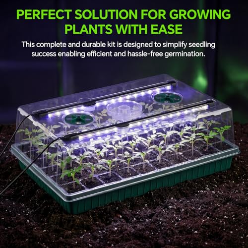 2 Pcks Seed Starter Tray 120 Cells Seed Starter Kit with Grow Light, Seed StartingTrays for Seed Seedling Planting Starter, Mini Greenhouse Plant Germination Trays