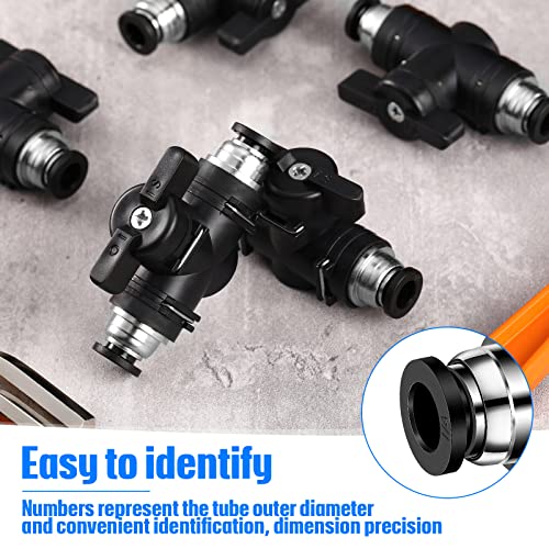 Flutesan 5 Pcs 1/4" x 1/4" OD Push to Connect Pneumatic Ball Valve PVC Air Flow Control Valve Quick Connect Tube Fittings Air Line Hose Fittings - size: 1/4" x 1/4" OD