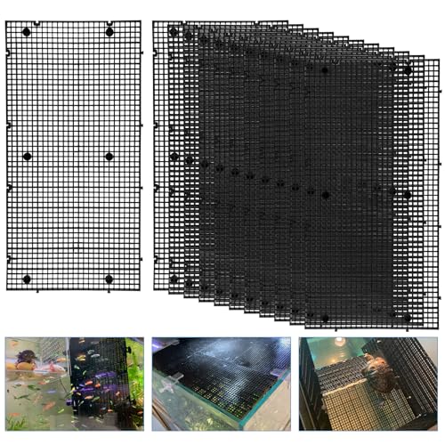 Plastic Egg Crate Grip Panel Fish Tank Divider Aquarium Divider Filter Bottom Fish Tank Isolation Board Egg Crate Tray (Black, 12pcs 11.8X5.9 Inch with 0.15 Inch Hole) - color: Black, size: 12pcs 11.8X5.9 Inch with 0.15 Inch hole