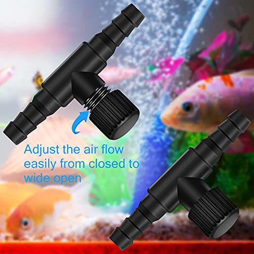 Honoson 30 Pieces Aquarium Air Control Valve T Shaped Air Pump Control Valves Single Way Plastic Flow Regulator for 4 mm Hose Line Tubing Connector(Black) - color: Black