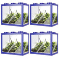 4PCS Plastic Small Betta Fish Tank, 0.6 Gallon Stackable Fish Bowl, Cube Fish Aquarium Tank for Shrimp, Turtle, Small Crab (Blue) - color: Blue
