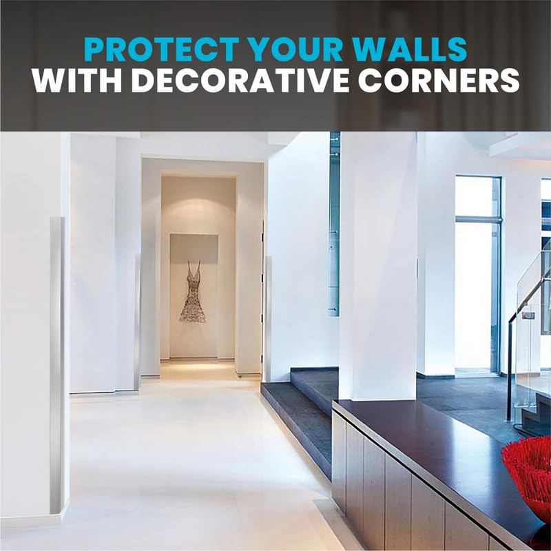 Proflex Wall Corner Protector - Brushed Aluminum 1-1/2 inch x 36 inch - Pack of 6 - Self Adhesive Corner Guards for Walls Edge Protection – Easy to Apply – No Tools Needed - color: Brushed Aluminum, size: 1-1/2 x 36 In - (6PCS)