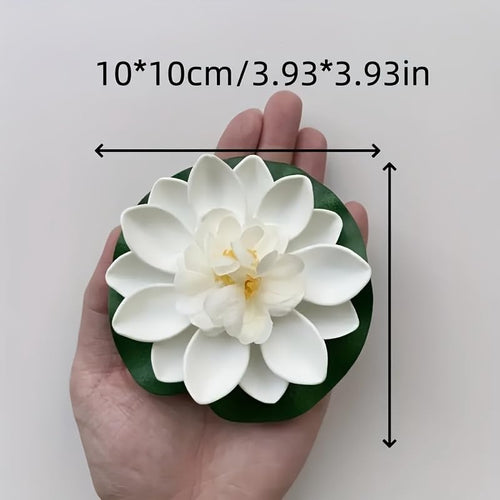 12 Pcs Artificial Floating Foam Lotus Flower with Water Lily Pad, Lifelike Ornaments Home Garden Pond Decor Indian Decorations Return Gifts