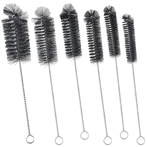 6 Pcs Straw Cleaner Brush Set, 12 Inch Long Pipe Tube Bottle Brushes for Narrow Neck Bottles, Hummingbird Feeders, Coffee Maker, Glass Cups - Includes Detachable Keyring