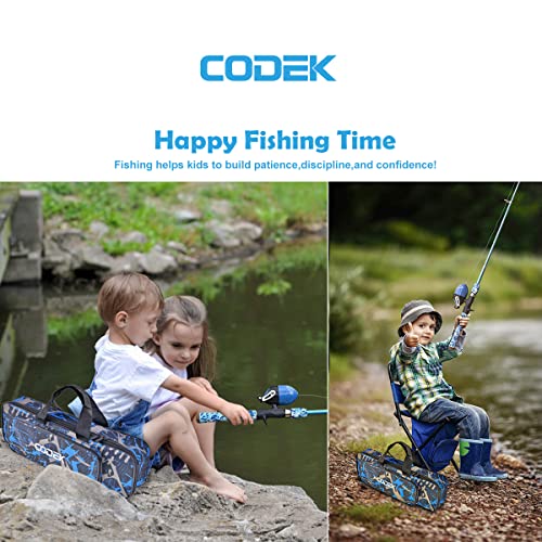 CODEK Kids Fishing Pole Set with Full Starter Kits 2 Set Portable Telescopic Fishing Rod and Spincast Reel Cambos with a Fishing Net and 2 Buckets for Boys Girls and Youth - color: Blue-