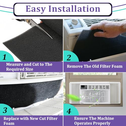 2PCS Air Filter Foam Sheet Material Compatible with UNI 12" x 24" x 3/8" 40PPI Filter Foam, Washable & Reusable Foam Pad Pre Filter Sheet, Cut to Fit Air Conditioners, Air Purifiers, and Aquariums