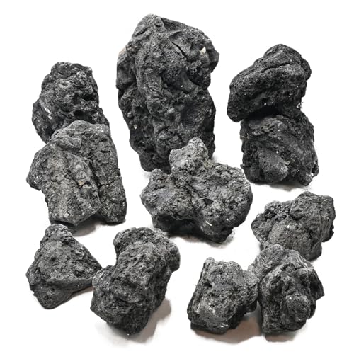 Black Lava Rocks 30lb Natural Volcanic Stones for Aquarium Fish Tank Terrarium Reptile Habitat Fire Pit Garden Landscaping Decor,10-12 Pcs 4-9 inches - size: 30LB(10-12pcs)4-9in.