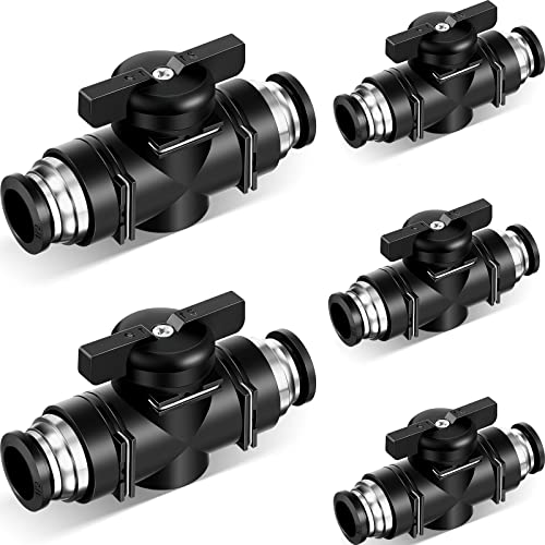 Flutesan 5 Pcs 1/2" x 1/2" OD Push to Connect Pneumatic Ball Valve PVC Air Flow Control Valve Quick Connect Tube Fittings Air Line Hose Fittings - size: 1/2" x 1/2" OD