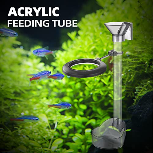 UPETTOOLS Shrimp Feeding Dish Set, Aquarium Fish Feeder Tube Kit Clear Durable Shrimp Feeding Tube with Feeding Ring, Cleaning Brush for Fish Tank