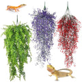 PINVNBY 3 Pack Reptile Plants Terrarium Hanging Fake Vines with Suction Cup Artificial Leaves for Bearded Dragons Lizards Geckos Snake Hermit Crab (Green, Purple and Red) - color: 3 Pcs ( Green, Purple and Red )