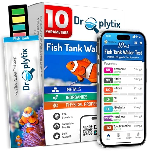Digital Aquarium Water Test Kit, App-Enabled 10-in-1 Freshwater & Saltwater Aquarium Test Strips for Fish Tanks, Shrimp, Reef Test Strips, pH, Ammonia, Nitrate, Nitrite, GH, KH, Chlorine