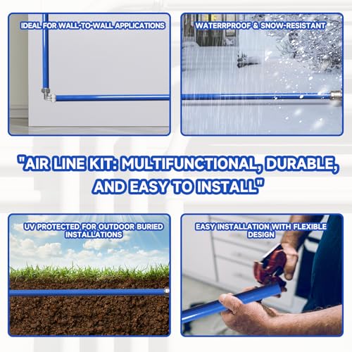 Compressed Air Line Kit, 3/4" x 50‘&120’&200‘&300‘ HDPE-Aluminum-HDPE Piping, Air Line Hose, Air Hose Kit with Air Compressor Accessories and Airline Tubing - size: 50ft