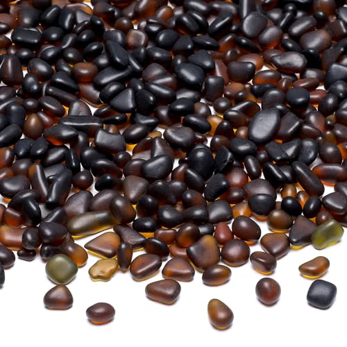 SUREAM Sea Glass for Crafts, Brown Fish Tank Rocks for Aquarium, Glass Stones for Vase Fillers, Wedding Centrepieces, Home Decor and DIY Crafts(0.8 LB) - color: Brown