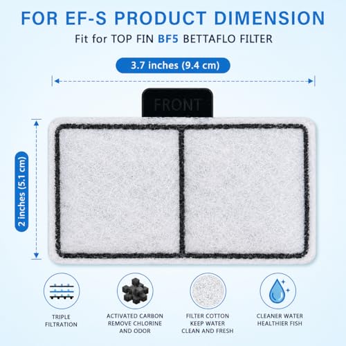 Hedday Filter Cartridges Compatible with Top Fin EF-S Element,16 Packs Aquarium Fish Tank Filter for BF5 BETTAFL - size: S-16Packs