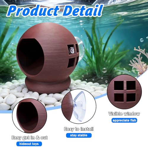 3-in-1 Honeycomb Betta Hammock Cave & Hideout with Suction Cup - Aquarium Decor for Betta Fish to Rest, Hide, Play - Easy Mount 3D Printed Fish Tank Accessory 3.15"x3.15"x3.15"