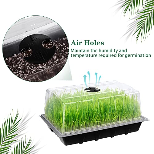 Hahood 6 Packs Seed Starter Tray Kits with Humidity Dome, Plastic Germination Growing Trays with Plants Labels, Planting Tools for Seeds Growing Starting, Germination and Seedling Propagation - color: Black