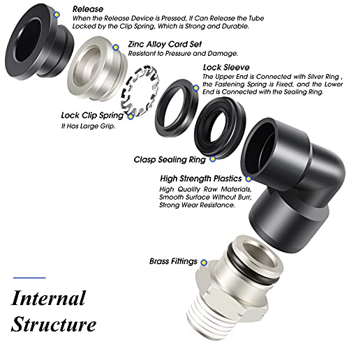TAILONZ PNEUMATIC Elbow and Straight Combination 5/16 Inch Tube OD x 1/8 Inch NPT Thread Push to Connect Fittings PC-5/16-N1+PL-5/16-N1(Pack of 12) - size: 5/16"OD x 1/8"NPT