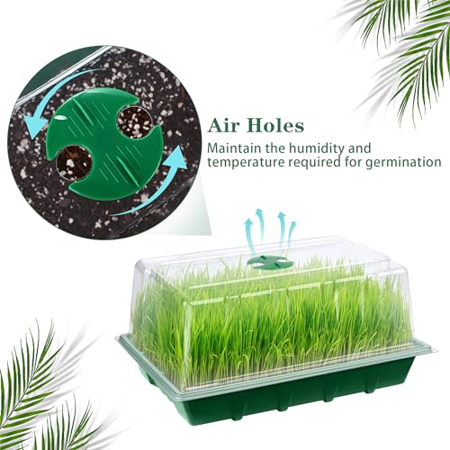 Hahood 6 Packs Seed Starter Tray Kits with Humidity Dome, Plastic Germination Growing Trays with Plants Labels Planting Tools for Seeds Growing Starting, Germination Seedling Propagation, Green - color: Green