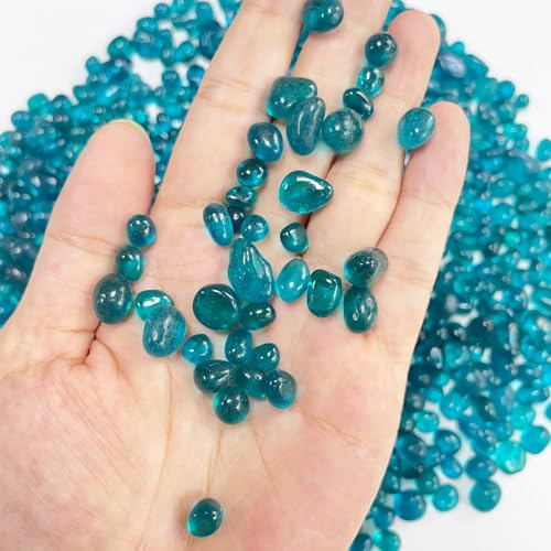 Glass Stones, 0.85LB/385g Pine Green Glass Rocks for Vase, Aquarium Pebbles for Fish Tank, Sea Glass Rocks for Vase Filler Craft - color: Blue Green