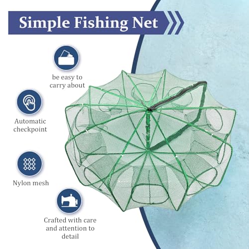 Minnow Trap 32in*10in” with Foldable Fishing Net & Collapsible Fish Bucket - Crab, Crawfish, Shrimp Trap for Freshwater Saltwater Fishing