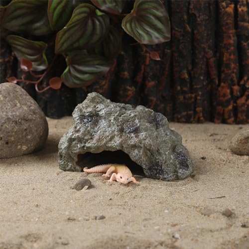 IBWell Resin Leopard Gecko Hide, True to Nature Reptile Rock for Bearded Dragon Hideout Snake Hides for Ball Pythons, Tortoise House Terrarium DÉCor - Small