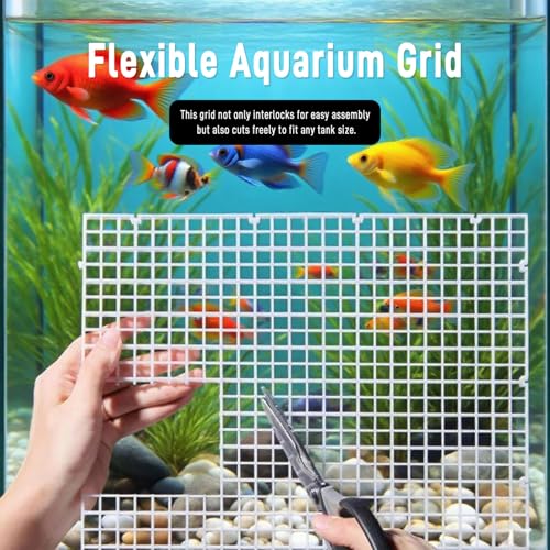 Adjustable Plastic Grid Panel for Fish Tank Divider, 11.8 x 11.8 Inch, 8 Pcs - Interlocking Design for Aquarium Separation, Reptile Basking and Plant Support(White) - color: White