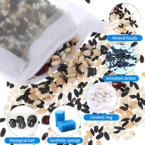 Teaaha 10PCS Media Bags for Aquarium Substrate, Extra Fine 150 μm Mesh Filter Bag with Plastic Zipper, Reusable Saltwater Freshwater Aquarium Filter Bags Purigen for Fish Tank(2.4" X 4")