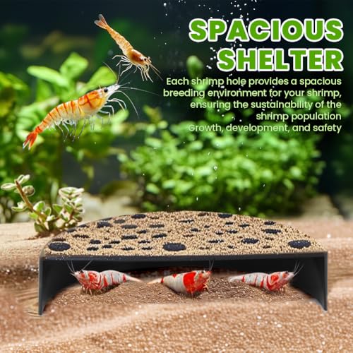 Shrimp Cave Hideouts 2 Pack, Aquarium Hiding Spots for Shrimp Tanks, 4.65 in Diameter x 2.59 in Tall, Aquarium Safe Plastic, Black Tunnel Hideout for Breeding and Molting
