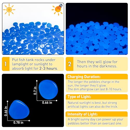 Glow in The Dark Fish Tank Rocks,Blue Glowing Rocks Stones Resin Glow in Dark Pebbles for Outdoor Garden, Fish Tank, Aquarium, Landscaping,Driveway Decoration,1.4 Lb - color: 1-Blue, size: 1.4 LB