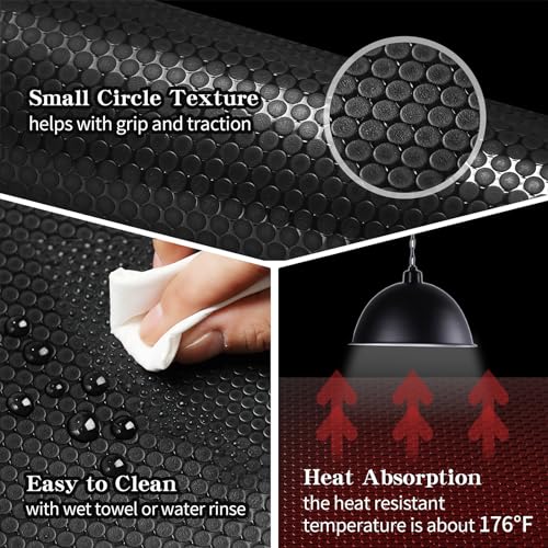 Bearded Dragon Tank Accessories, Reptile Mat, Reptile Terrarium Substrate Liner for Leopard Gecko, Lizard, Snake, Tortoise, Iguana Non-Adhesive Reptile Flooring (18"x72" Black) - color: 18x72" Black