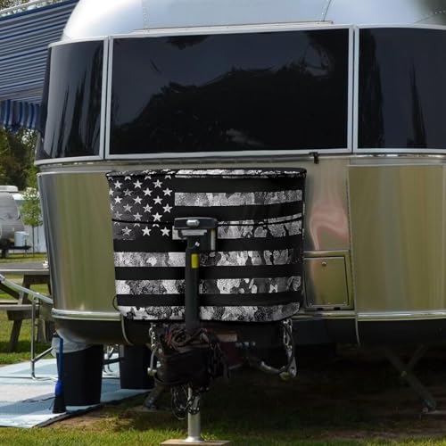 Black Camouflage USA Flag RV Propane Tank Cover for Travel Trailer Replacement Cover for RV/Trailer/Camper Double 20lb Propane Tank Protector - color: Black Camouflage USA Flag, size: Small-Double 20LB