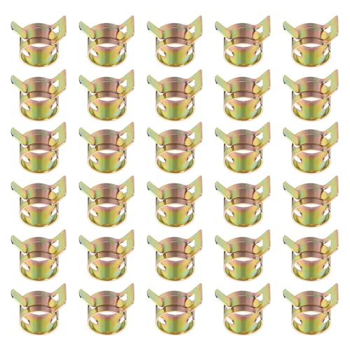 PATIKIL Spring Band Hose Pipe Clamps for 11-12.9 mm OD Hose, 30 Pack Silicone Vacuum Constant Tension Band Clips for Fuel Line Silicone Air Hose Tube Water Pipe, Gold - size: 11-12.9 mm