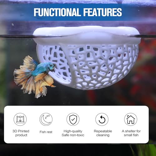 Floating Betta Hammock, Aquarium Floating Betta Fish Cave & Hammock, Shrimp Hide, Feeding and Resting Shelter (M) - color: White, size: Medium