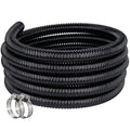 Pond Hose ID 1-1/2” × 25ft Black Corrugated Flexible Reinforced PVC Hose Vinyl Tubing for Pond Pump Fountain Garden Waterfall, Non-toxic & Kinkproof, with 2 clamps, 1.5in 38mm id - size: 1-1/2 Inch, style: 25 Feet