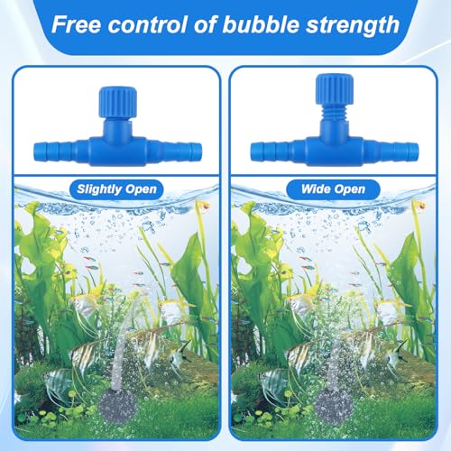 Psyqtsuary Aquarium Air Valve, 10 Pcs T Shaped Aquarium Air Control Valve Single Way Plastic Adjustable Air-Flow Control Regulator Aquarium-Air Pump Accessories for Fish Tank 3/16" ID Tubing (Blue) - color: Blue