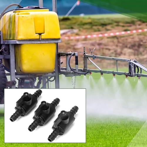 Briwooody 3 Pcs 3/8" Ball Valve Barbed Shut off Valve with 2 Way Hose Barb for Sprayer Drip Irrigation and Aquariums, Compatible with Fimco Sprayer