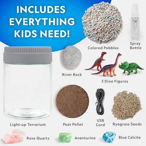 National Geographic Dinosaur Terrarium Kit for Kids – Multicolor Light-Up Terrarium, Build a Dino Habitat with Real Plants & More, Science Kit, Dinosaur Toys for Kids - style: Dino Habitat
