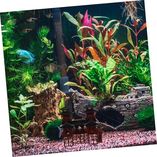 Unomor Artistic Mini Pavilion Ornament Chinese Traditional Architecture Bonsai Fish Tank Decor