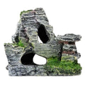 Artificial Moss Rock Aquarium Stone Cave – Resin Fish Tank Decor for Hiding and Landscaping, Small Mountain Terrain Ornament, Natural-Looking Habitat for Fish, Shrimp, and Reptiles, Decoration