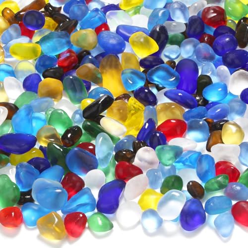 YATOJUZI Aquarium Gravel Fish Tank Rocks 0.85lb Sea Glass Stones for Crafts Decorative Frosted Glass Pebbles for Aquarium Fish Tank Vase Filler DIY Home Decor - color: Mix Color
