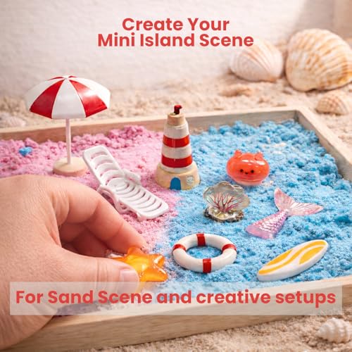 Mini Island Scene Figurines Set, Beach-Themed Mini Decor for Diorama, Miniature Display, Aquarium and Terrarium Accessories