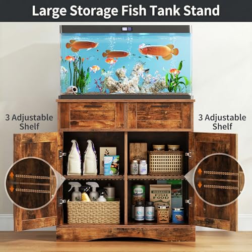 20-29 Gallon Fish Tank Stand with Storage, Aquarium Stand with 2 Drawers for Fish Tank Accessories, 29 Gallon Aquarium Cabinet, 30.71''L x 15.75''W Tabletop, Rustic Brown PTBX01BR - color: Rustic Brown, size: 20-29 Gallon