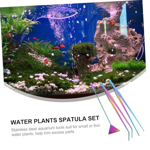 BESPORTBLE 3pcs Stainless Steel Aquarium Tweezers Tool Set Aquascaping Tools for Fish Tank Maintenance Includes Straight Curved Tweezers Spatula for Easy Plant Care