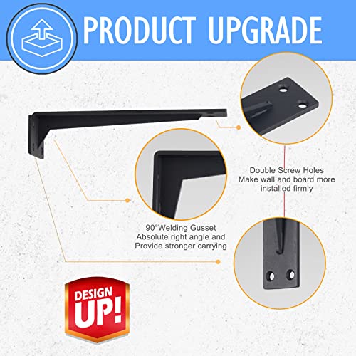 CLT Shelf Bracket( Black) , 6” Quarter Inch (1/5") Thick- Max Load: 220 lb Rustic Industrial Modern Farmhouse Heavy Duty Corner Brace Joint Right Angle Bracket for DIY Table Bench, Pack of 6 - size: 6 Inch, style: Black S Gusset