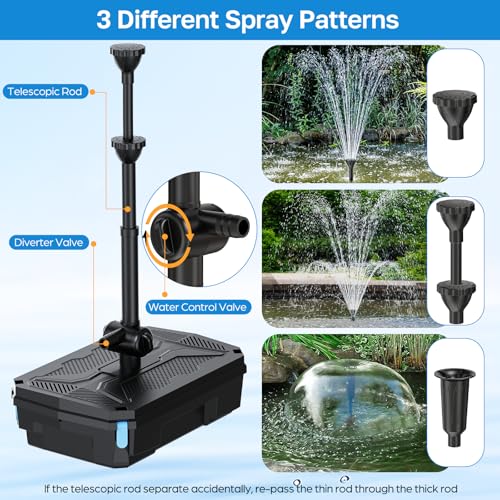 Pond Filter Fountain Pump Kits with UV Clarifier, Pond Filter Box with 40W 660GPH Submersible Pump, KOI Pond Filter for Outdoor Ponds Garden Fountain Waterfall Aquarium Koi Pond - style: 40W with U-V Clarifier-Corded Electric