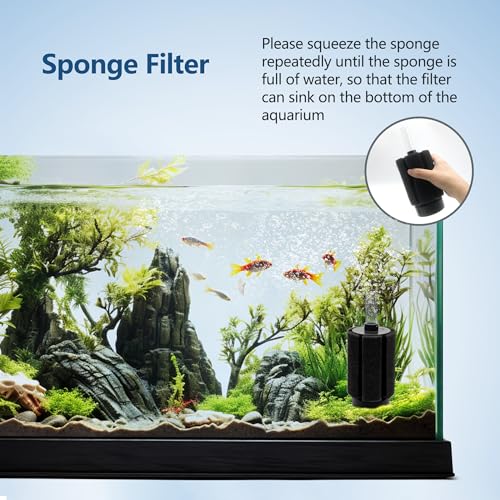 Aquarium 80-150 Gallon 2 Pack Sponge Filter with Air Stone and Ceramic Media Quiet Fish Tank Filters fit Breeding Fry Betta Shrimp Fish Tank - color: 2 pack, size: L(80-150 gallon)